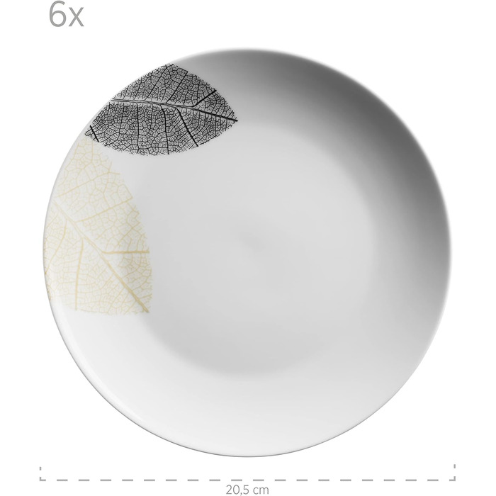 Сервіз MÄSER 931215 для 6 осіб, 30 предметів, білий порцеляновий посуд без обідків
