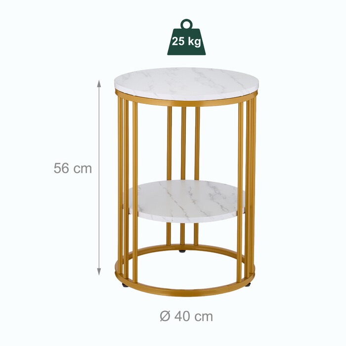 Relaxdays Side Table with Marble Look