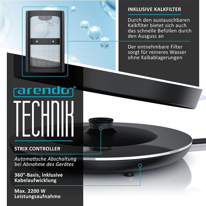 Набір чайник та тостер Arendo Kupferoptik: чайник 2200W, 1.7л, фільтр від накипу + тостер 2-шкісний з підігрівом для булок