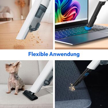 MEDION MD11515: Бездротовий акумуляторний пилосос 2-в-1 (білий) з насадкою для підлоги та трубою, BLDC мотор, HEPA 13 фільтр, 20 kPA, станція зарядки