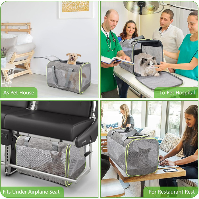 Транспортний бокс для котів Lannvan, до 6,5 кг, складаний, з м'яким підкладом, для собак та котів, сірий (45x30x30 см)