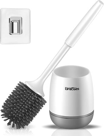 Набір для туалету з щіткою та тримачем: довга ручка, швидке висихання, настінний/підлоговий монтаж (білий та чорний)