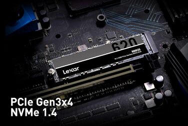 Lexar NM620 1TB SSD: Швидкий M.2 NVMe SSD для ПК та геймерів | PCIe Gen3x4 | 3D NAND Flash | До 3500 МБ/с читання, 3000 МБ/с запис