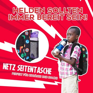 Дитячий рюкзак Marvel Spiderman з героями Marvel: Avengers, Iron Man. Ідеальний для школи та як подарунок. Чорний, 40x30x16 см