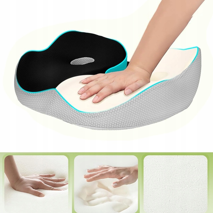 Подушка для сидіння з ефектом пам'яті (memory foam), 48x39x14 см, чорна