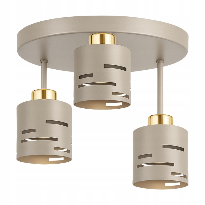 Стельна LED-лампа LEDLUX бежево-золота, металева, 3xE27