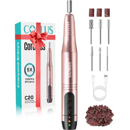 COSLUS Бездротовий портативний фрезер для нігтів 11 в 1: манікюр та педикюр, фрезер для гелю та акрилу, рожеве золото