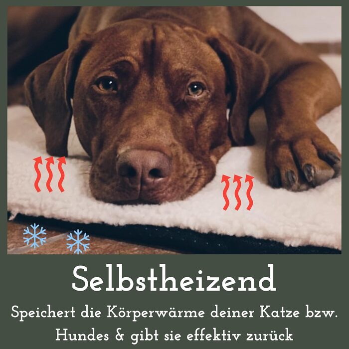 Самогріюча ковдра для собак Fellou 90 x 64 см - тепла підстилка для тварин, миється, без сторонніх звуків, бежевого кольору