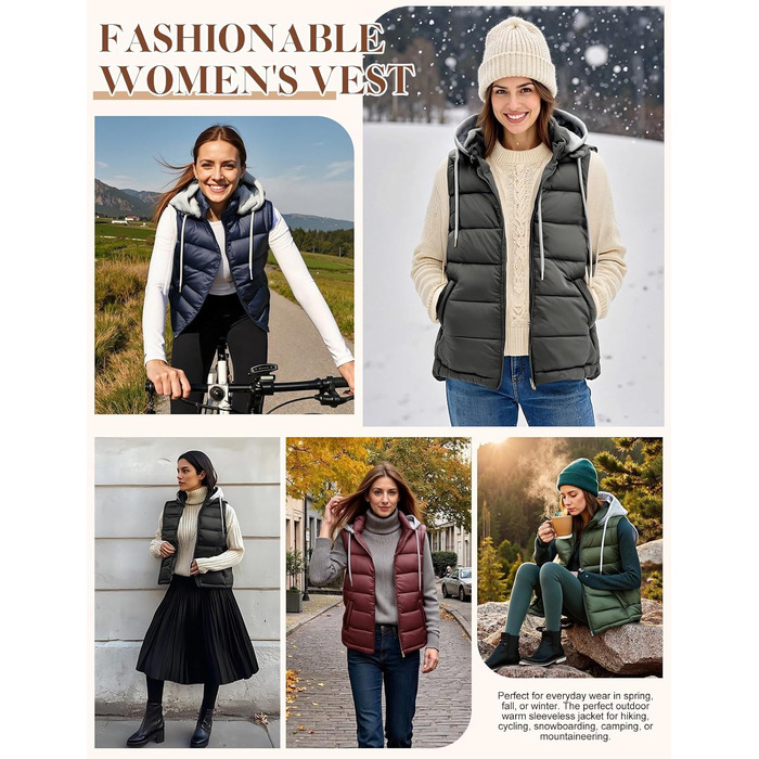 Чоловіча степкова жилетка Vancavoo з капюшоном, чорна, розмір S | З капюшоном, тепла, для відпочинку