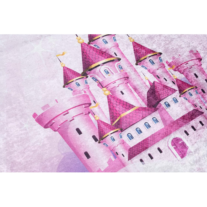 Дитячий килим TAPISO Emma, рожевий, 80x150 см, з антиковзким покриттям, принт, ÖKO-TEX, машинне прання 30°C