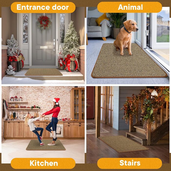 Привратний килимок Mibao 40 x 60 см, вологопоглинаючий та протиковзкий килим для вхідних дверей, для взуття та лап тварин, темно-коричневий