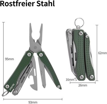 NexTool Mini Flagship Multitool, Mini Multitool 10 IN 1 Multitool Tool with Mini Pocket Knife, Bottle Opener, Scissors, Pliers, Screwdriver, Multifunction Tool for Camping Accessories - (Green)