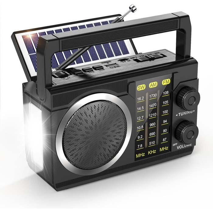PRUNUS J-135 Радіо на сонячній енергії AM/FM/SW з акумулятором 1800mAh, Bluetooth 6.0, USB, TF-карта. Ностальгічне радіо-кофеварка для кемпінгу, надзвичайних ситуацій та активного відпочинку