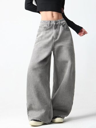 Джинси жіночі Damen Vintage Baggy, широкі, стиль Y2K 90-х, сірі (B25 Grau, XS)