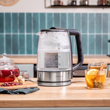 Cecotec ThermoSense 1.7L Electric Kettle - Borosilicate Glass, 2200W, 360° Swivel Base, LED Indicator, Safety System
