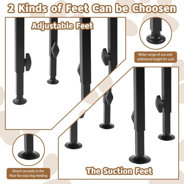 Підставка для миски для собак з підставкою для лап, регульована по висоті (15-26 см), металева, для води та корму, для маленьких, середніх та великих собак (лише стійка)