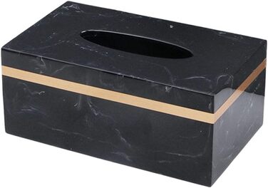 Baoblaze Rectangular Tissue Box Cover Holder Marble Pattern Cosmetic Tissue Storage Holder Decoration Paper Stand Napkin Box Paper Towel Dispenser for Bedroom Kitchen Bathroom Office - Black Gold