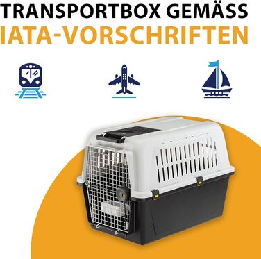 Переноска для собак Ferplast ATLAS 50, сіра, середніх порід, 55,5 x 81 x 59,5 см