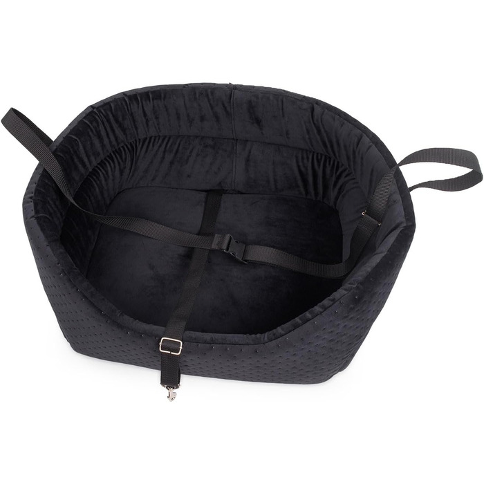 Автокрісло для собак Boutique Zoo: чорний велюр, універсальний розмір M (51x40 см)