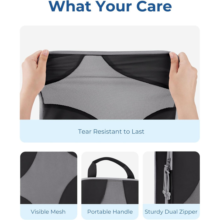 BAGSMART Набір органайзерів для одягу 6 шт. - компресійні кубики для подорожей, валізи, рюкзака, з мішком для білизни