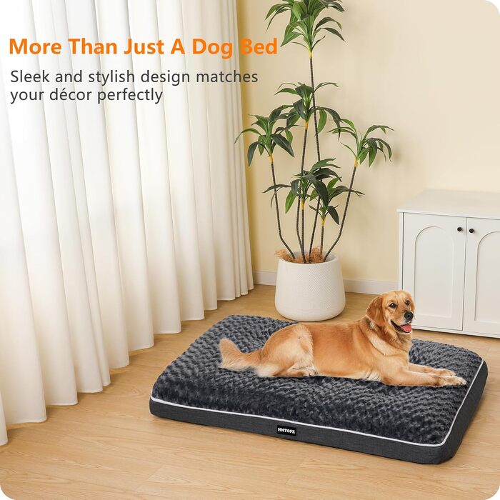 Ортопедичне ліжко для собак HMTOPE, двоярусна лежанка, миється, знімний кошик, 105 см, для середніх собак, темно-сірий, розмір L 105 x 69 x 12 см