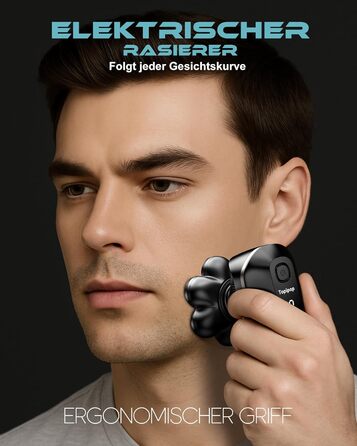 Машинка для гоління голови Glatzen Herren 7D, водонепроникна, для сухого та вологого гоління, з LED дисплеєм, Type-C, чорна