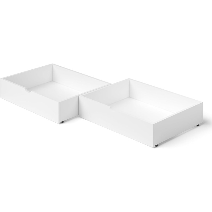 Bellabino Kinderbett Kuru 90x200 with 2 Drawers, Single Bed for Children incl. Fall Protection and Slatted Frame, White Children's Bed, Bed for Boys and Girls with Drawers White