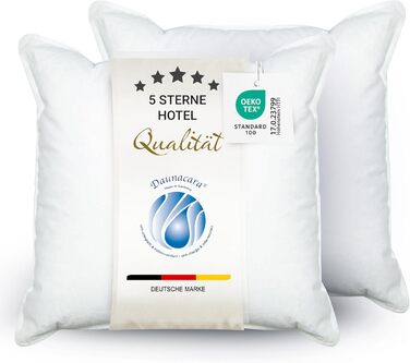 ZOLLNER 2-Pack Deluxe Down Pillow Set - Made in Germany – Suitable for Allergy Sufferers – Cover made of high-quality Mako Cotton - washable up to 60°C - 40x40 cm - Hotel Quality 40 x 40 cm 2-Pack