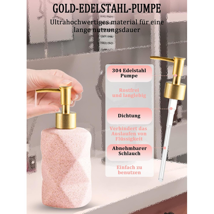 Набір для ванної кімнати 4 предмети, кераміка, рожевий: дозатор для мила, мильничка, стакан для зубних щіток, підставка для зубних щіток - декор для ванної