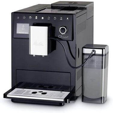 Melitta CI Touch F630-102 Fully Automatic Coffee Machine with Milk Container | Whisper-Quiet Grinder | One Touch Function | 10 Coffee Variations | TFT Color Display | Black Black Standard