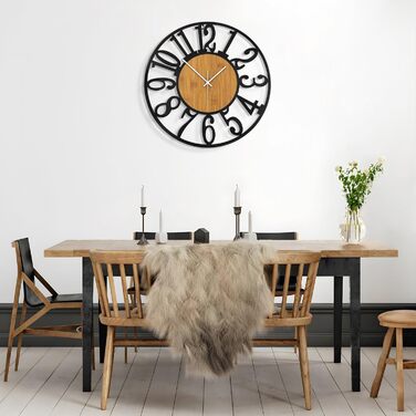 Large Wall Clock, Ticking Sounds, 34CM/14 Inch Silent, No Noise, Battery Operated, Modern, Oversized, Retro Vintage Oversized Wall Clock for Living Room, Bedroom and Kitchen