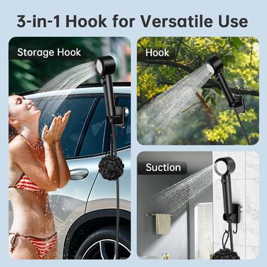 Митрікс Душ для кемпінгу портативний, 8000mAh з індикатором температури, 19 л, складаний відро, для кемпінгу, подорожей, саду, піших прогулянок, миття авто (чорний)