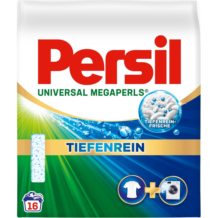 Пральний порошок Persil Universal Megaperls, універсальний засіб для прання з технологією глибокого очищення, 5 x 16 завантажень, для білих та кольорових речей, 20-95 °C