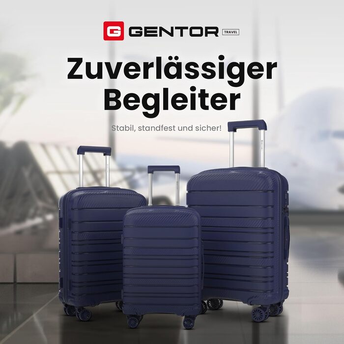 Чемодан GENTOR великий з колесами 64x44x24 см – легкий жорсткий чемодан Trolley з TSA-замком – валіза з жорстким корпусом для подорожей та відпочинку (XL, темно-синій)