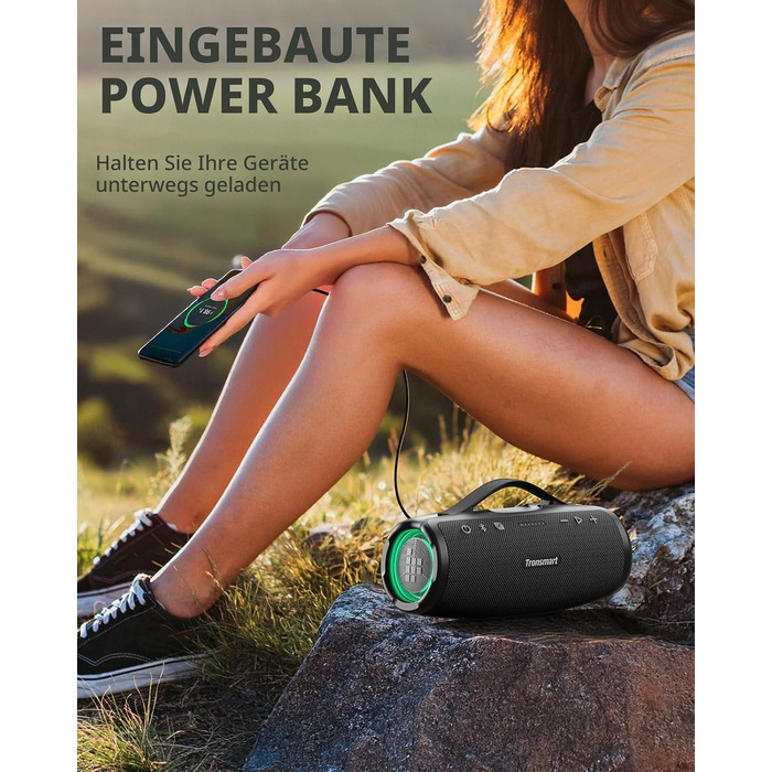 Tronsmart Mirtune S100: Bluetooth колонка водонепроникна IPX7, 20 год, для пляжу та вечірок (Чорна)