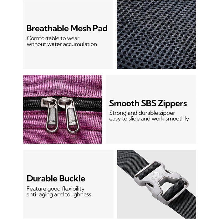 WATERFLY Поясна сумка на пояс для чоловіків та жінок, спортивна, для бігу, фітнесу, подорожей, фіолетова