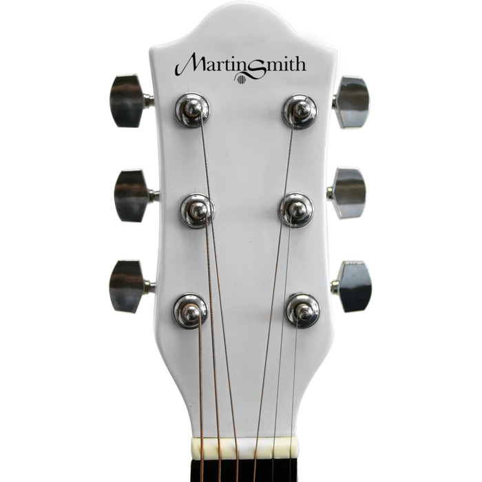 Акустична гітара Martin Smith з комплектом: струни, медіатори та ремінь - синього кольору (білий, Single)