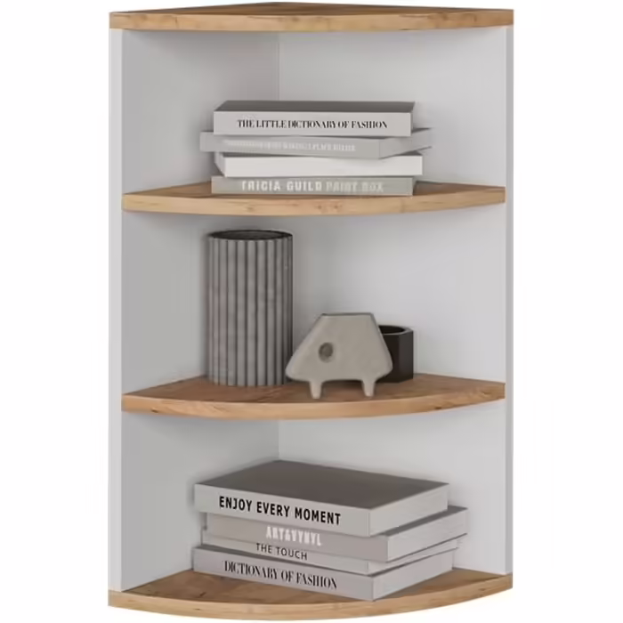 Кутова книжкова полиця Vicco Ecki, біла/дуб золотий, 30x60 см