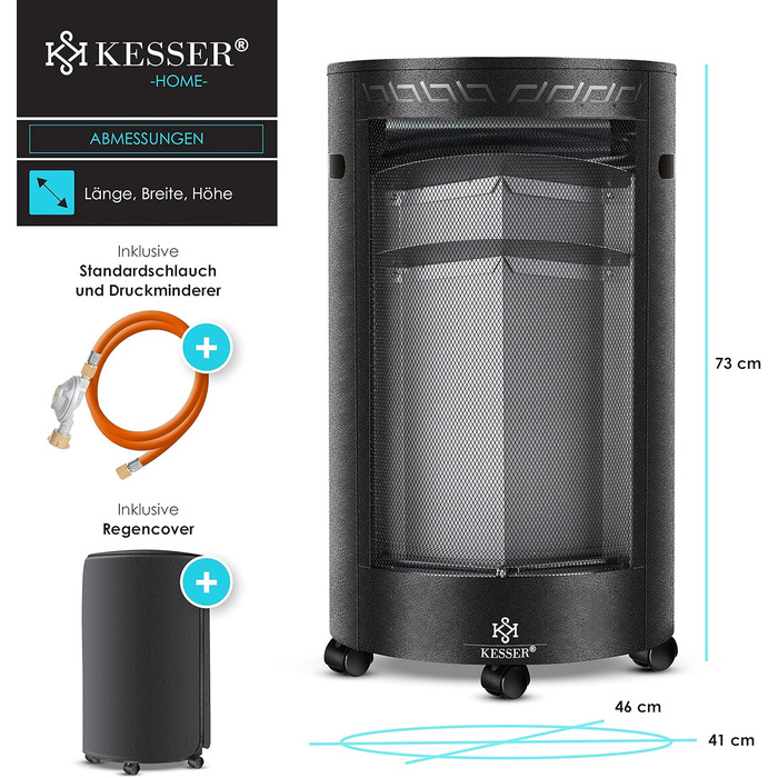 Газовий обігрівач KESSER® з керамічним інфрачервоним нагрівачем 4200 Вт (з газорегулятором та шлангом)