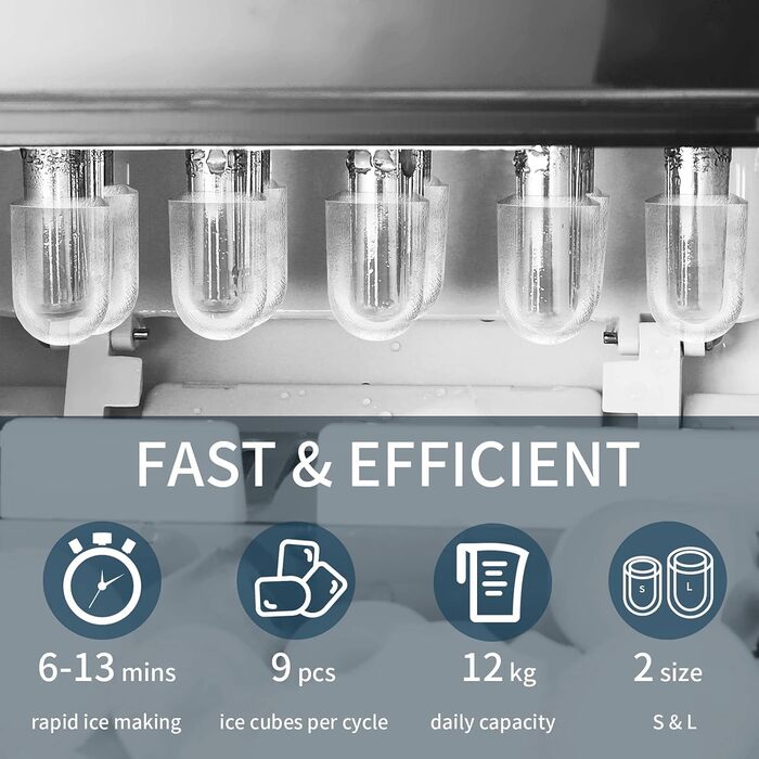 Машина для приготування льоду 12 кг, Ice Maker, чорний, з функцією самоочищення