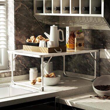 Складний алюмінієвий стіл для пікніка, саду, кемпінгу 120x60x70 см (білий) - регульована висота, легкий, для вечірок та грилю