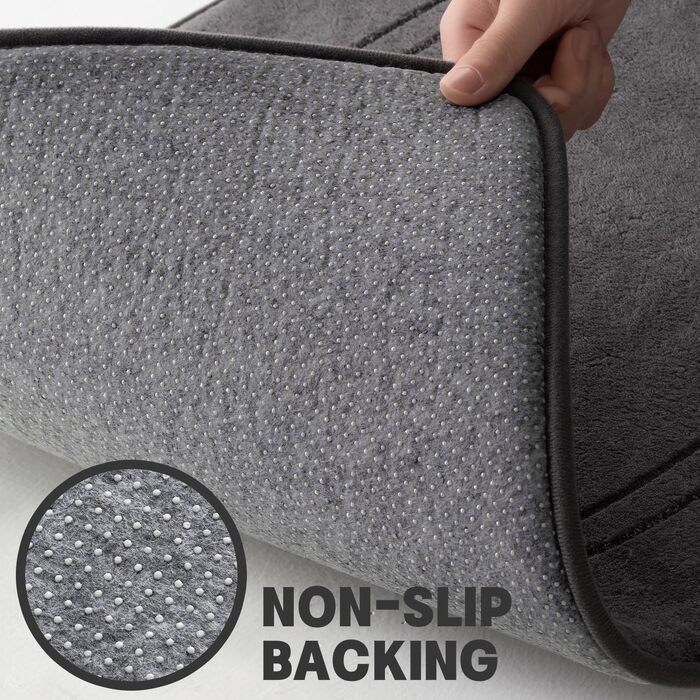 Килимок для ванної кімнати антиковзаючий, м'який, сірий, 43x61 см