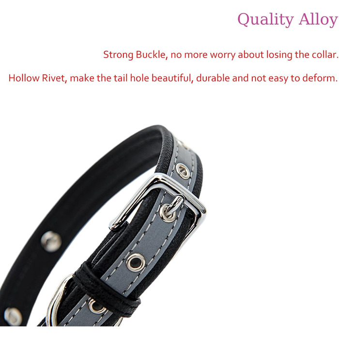 Yonsbox Персоналізоване світловідбиваче відбиваче для собак та котів - Легкий, міцний, з гравіюванням, тихим ID-брелоком та світловідбиваючою ниткою - 6 розмірів (XS–XXL) Чорний M: 29-38 см (підходить для 6-10 кг)