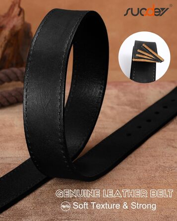 Жіночий шкіряний ремінь SUOSDEY вінтажний, для джинсів, штанів та суконь, з пряжкою золотого/срібного кольору, ширина 3.3 см (Чорний, під талію 68-80 см)