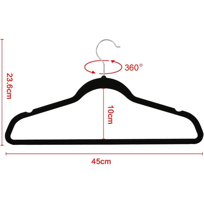 Yaheetech Velvet Clothes Hangers, Wardrobe Hangers, 100 Pack Suit Hangers, Non-Slip Surface, Laundry Hangers with 360° Swivel Hook, Black