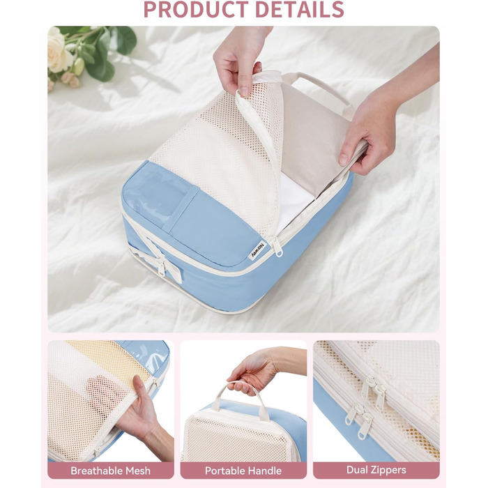 Набір органайзерів для валізи Narwey (6 шт.) з компресією, салатовий