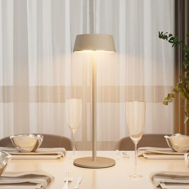 LED-лампа на акумуляторі K-Bright (2 шт.) - бездротова, тепле світло 3000K, регульована яскравість. Підходить для обіднього столу, читання, спальні, саду та ін. Хакі