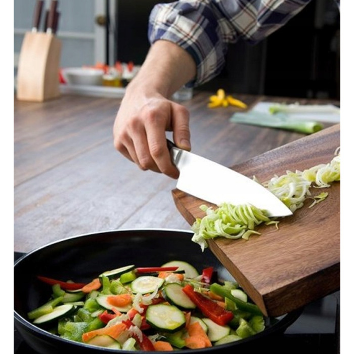 Набір ножів Gerlach Deco Black (5 предметів) у дерев'яному блоці з дощекою та точилом