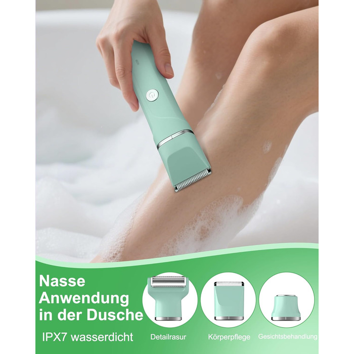 Електричний жіночий триммер 3-в-1 для тіла та обличчя, водонепроникний, зелений