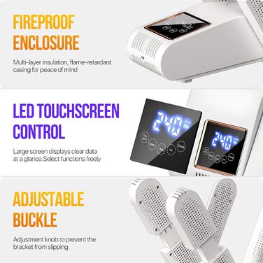 Електрична сушарка для взуття RoserRose 360° з гарячим повітрям та підтримкою температури 48°C для черевиків, лижних чобіт та кросівок